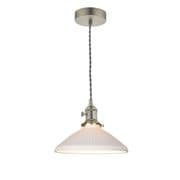 Hadano Antique Chrome Pendant with a Shallow Ceramic Shade - där HAD0161-10