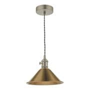 Hadano Antique Chrome Pendant with an Aged Brass Shade - där HAD0161-01
