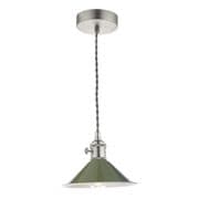 Hadano Antique Chrome Pendant with an Olive Shade - där HAD0161-07