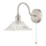 Hadano Antique Chrome Wall Light with a Flared Glass Shade, Switched - där HAD0761-04