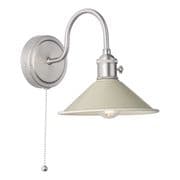 Hadano Antique Chrome Wall Light with a Taupe Shade, Switched - där HAD0761-06