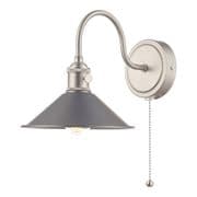Hadano Antique Chrome Wall Light with an Antique Pewter Shade, Switched - där HAD0761-02