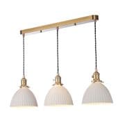 Hadano Natural Brass 3 Light Pendant Bar with Domed Ceramic Shades - där HAD3640-09