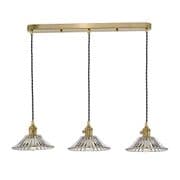 Hadano Natural Brass 3 Light Pendant Bar with Flared Glass Shades - där HAD3640-04