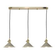 Hadano Natural Brass 3 Light Pendant Bar with Taupe Shades - där HAD3640-06