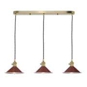 Hadano Natural Brass 3 Light Pendant Bar with Umber Brown Shades - där HAD3640-08