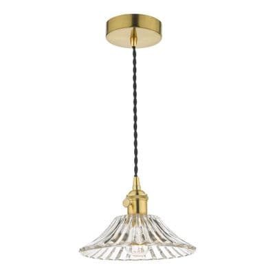 Hadano Natural Brass Pendant with a Flared Glass Shade - där HAD0140-04