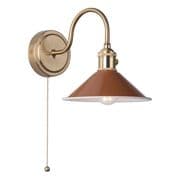 Hadano Natural Brass Wall Light with an Umber Brown Shade, Switched - där HAD0740-08