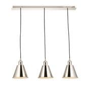 Hal 3 Light Pendant Bar in Polished Nickel with Black Cable - ENDON 97839