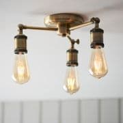 Hal 3 Light Vintage Industrial Fitting in an Antique Brass Finish - ENDON 97243