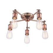 Hal 5 Light Fitting in Aged Copper and Aged Pewter - ENDON 76336