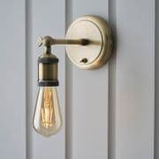 Hal Vintage Industrial Wall Light in an Antique Brass Finish, Switched - ENDON 97245