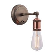 Hal Wall Light in Aged Copper and Aged Pewter, Switched - ENDON 76338