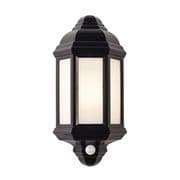 Halbury Outdoor PIR Half Lantern in Black with a Frosted Lens IP44 - SAXBY EL-40115
