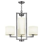 Hampton 4 Light Pendant in an Antique Nickel Finish with a Off White Linen Shades - HINKLEY HK/HAMPTON4