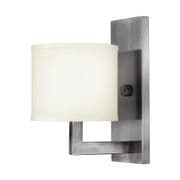 Hampton Single Wall Light in an Antique Nickel Finish with an Off White Linen Shade - HINKLEY HK/HAMPTON1