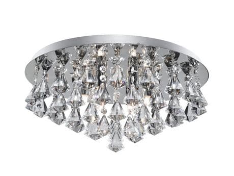Hanna 2 Medium 6 Light Flush Fitting in Polished Chrome and Crystal - SEARCHLIGHT 3306-6CC