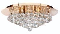 Hanna Medium Flush Fitting in Gold with Clear Crystal Droplets - SEARCHLIGHT 3406-6GO