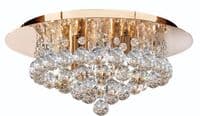 Hanna Small Flush Fitting in Gold with Clear Crystal Droplets - SEARCHLIGHT 3404-4GO