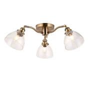 Hansen 3 Light Fitting in Antique Brass with Clear Glass Shades - ENDON 97247