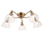 Hansen 5 Light Fitting in Antique Brass with Clear Glass Shades - ENDON 97248
