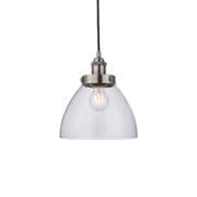 Hansen Single Pendant in Brushed Silver with a Clear Glass Shade - ENDON 91738