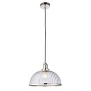Hansen Single Pendant in Polished Chrome with a Clear Ribbed Glass Shades - ENDON 76713