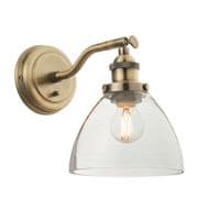 Hansen Single Wall Light in Antique Brass with a Clear Glass Shade, Switched - ENDON 77273