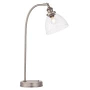 Hansen Table Lamp in Brushed Silver with a Clear Glass Shade - ENDON 91740