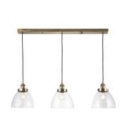 Hansen3 Light Pendant Bar in Antique Brass with Clear Glass Shades - ENDON 98114