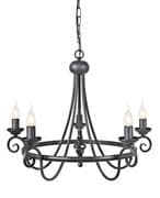 Harlech 5 Light Medieval Style Fitting in a Black Finish - ELSTEAD HR5/BLACK