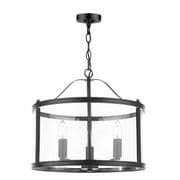 Harrington 3 Light Pendant in a Matt Black Finish with Clear Glass - Laura Ashley LA3756311-Q