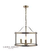 Harrington 3 Light Pendant in an Antique Brass Finish with Clear Glass - Laura Ashley LA3734640-Q