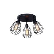 Harworth 3 Light Cage Fitting/Spot Light Round in a Matt Black Finish with Adjustable Heads
