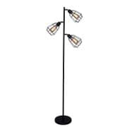 Harworth 3 Light Cage Floor Lamp in a Matt Black Finish with Adjustable Heads