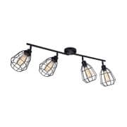 Harworth 4 Light Cage Fitting/Spot Light Bar in a Matt Black Finish with Adjustable Heads