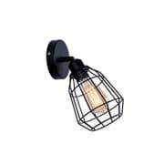 Harworth Single Cage Wall Light/Spot Light in a Matt Black Finish with an Adjustable Head, Switched