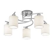 Hawes (down) 5 Light Fitting in Polished Chrome complete with Fabric Shades