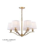 Hemsley 6 Light Fitting in Matt Antique Brass with Ivory Silk Shades  - Laura Ashley LA3756457-Q