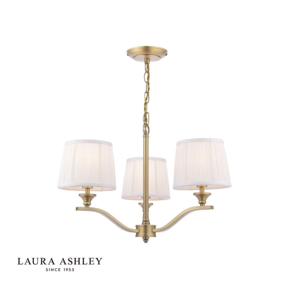 Hemsley Light Fitting in Matt Antique Brass with Ivory Silk Shades ...