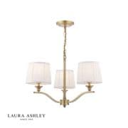 Hemsley  Light Fitting in Matt Antique Brass with Ivory Silk Shades  - Laura Ashley LA3756458-Q