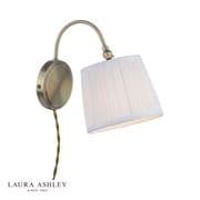 Hemsley Plug In Wall Light in Antique Brass with an Ivory Shade, Switched - Laura Ashley LA3756321-Q