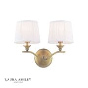 Hemsley Wall Light in Matt Antique Brass with Ivory Silk Shades - Laura Ashley LA3756492-Q