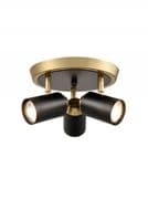 Heywood 3 Light Spot Light Plate in Matt Black and Brushed Brass
