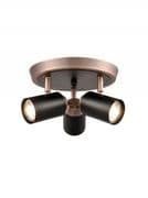 Heywood 3 Light Spot Light Plate in Matt Black and Brushed Copper