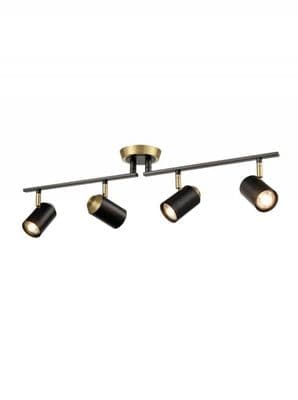 Heywood 4 Light Spot Light Bar in Matt Black and Brushed Brass
