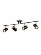 Heywood 4 Light Spot Light Bar in Matt Black and Brushed Copper