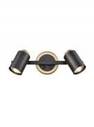 Heywood Double Spot Light Bar in Matt Black and Brushed Brass, Switched