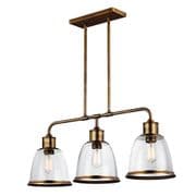 Hobson 3 Light Pendant in Aged Brass and Seeded Glass Shades - FEISS FE/HOBSON/3P AB