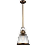 Hobson Medium Single Pendant in Aged Brass and Seeded Glass Shades - FEISS FE/HOBSON/P/M AB